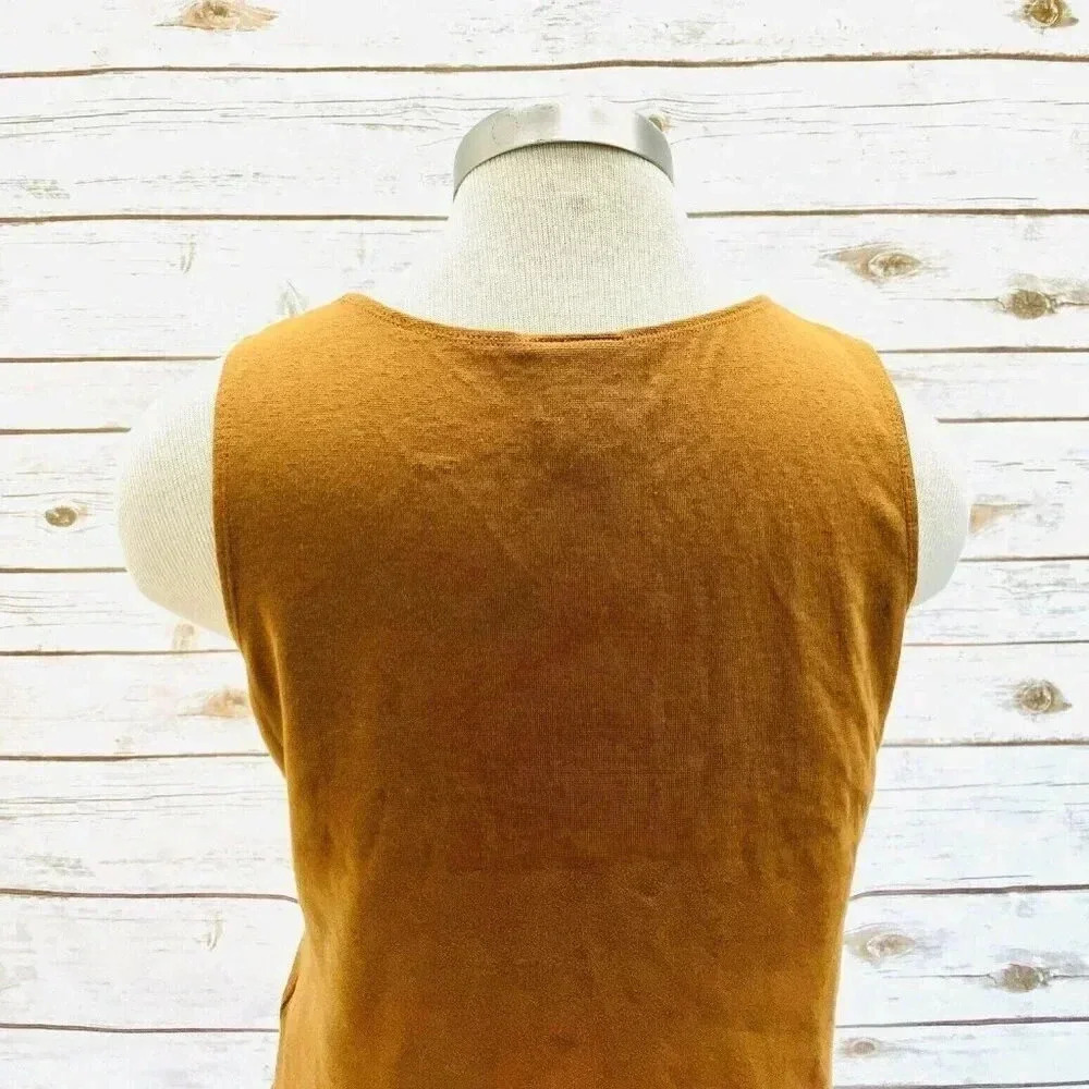 RUBY RD. Women Sleeveless Pullover Round Neck Brown Stretchy Shirt Top Size PM - Picture 8 of 12